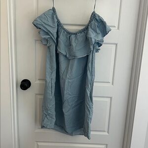 Light Blue Denim Off-Shoulder Zara Dress